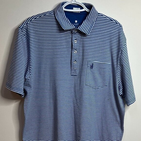 Johnnie-O Polo Shirt Men's Dante Striped Golf Performance Riptide Prep Size L - Picture 1 of 7